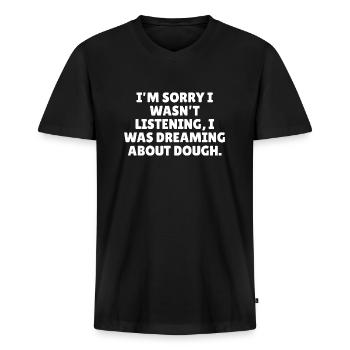 Funny baking slogan - Men's Premium Organic T-shirt with V-neck - black - Front - Nico (187cm)