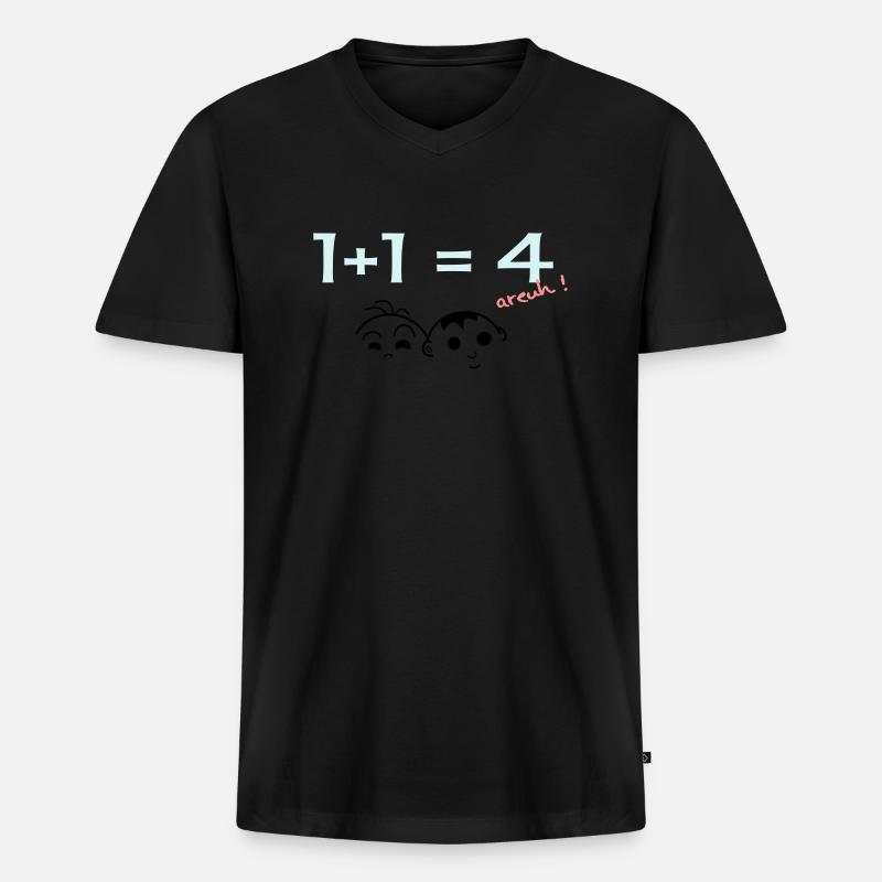 1 + 1 = 4 - Männer Premium Bio T-Shirt mit V-Ausschnitt - Schwarz