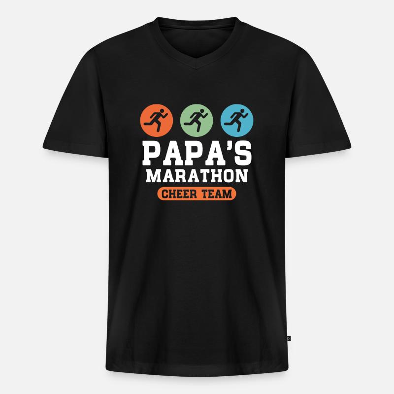 Papas Marathon Cheer Team - Männer Premium Bio T-Shirt mit V-Ausschnitt - Schwarz