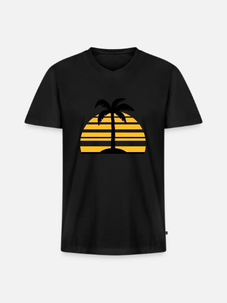 Palm - Men's Premium Organic T-shirt with V-neck - black