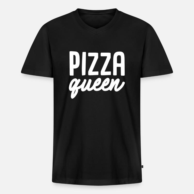 Pizza Queen - Männer Premium Bio T-Shirt mit V-Ausschnitt - Schwarz