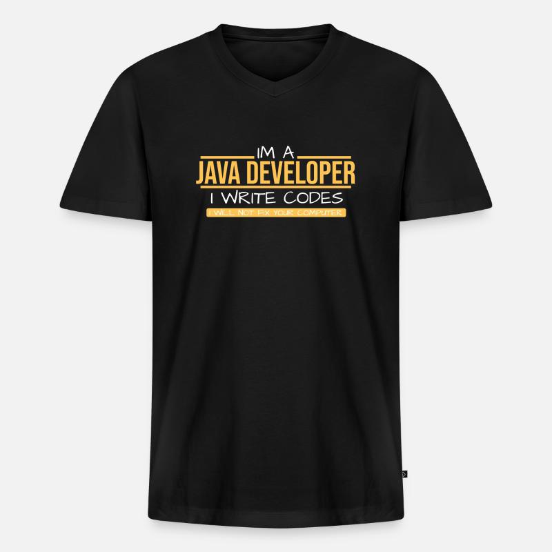 Java Developer - T-shirt encolure en V Premium bio Homme - noir