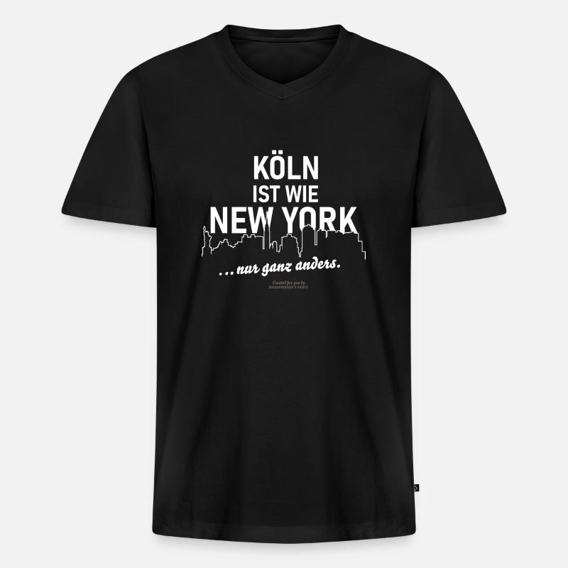 Köln - Männer Premium Bio T-Shirt mit V-Ausschnitt - Schwarz