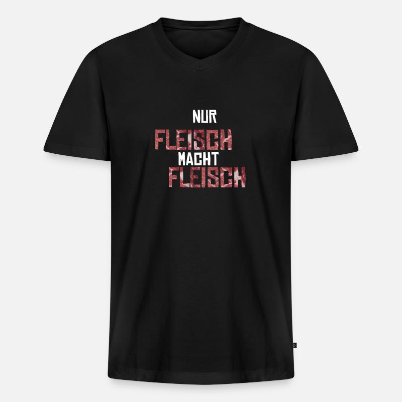 Nur Fleisch macht Fleisch Geschenkidee - Männer Premium Bio T-Shirt mit V-Ausschnitt - Schwarz
