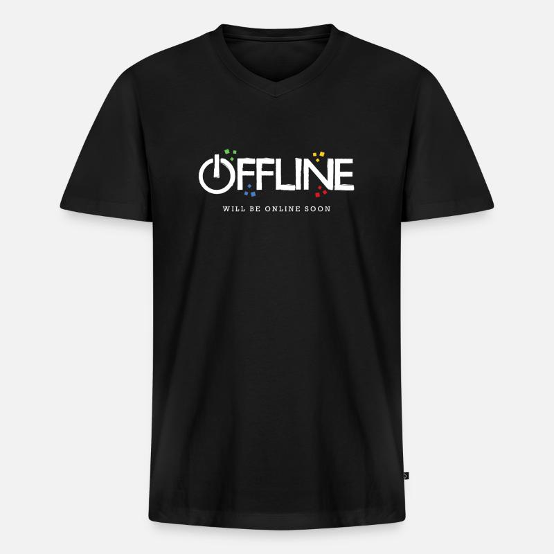 Offline - Männer Premium Bio T-Shirt mit V-Ausschnitt - Schwarz