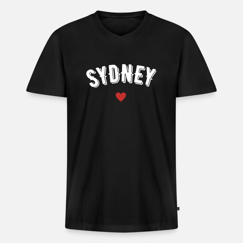Sydney - Männer Premium Bio T-Shirt mit V-Ausschnitt - Schwarz