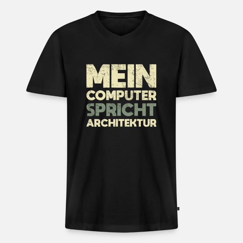 Mein Computer Spricht Architektur - Männer Premium Bio T-Shirt mit V-Ausschnitt - Schwarz