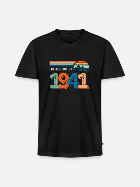 Limitierte Auflage 1941 - Männer Premium Bio T-Shirt mit V-Ausschnitt - Schwarz