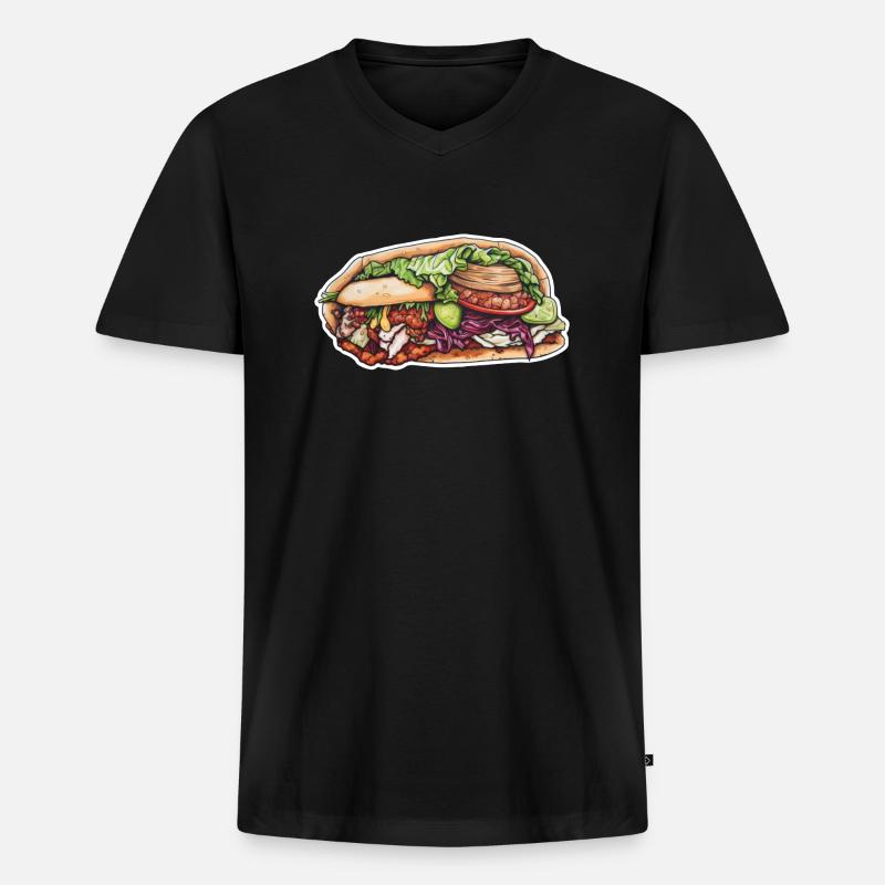 Döner - Männer Premium Bio T-Shirt mit V-Ausschnitt - Schwarz