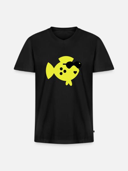 Blindfisch / blind fish (2c) - Men's Premium Organic T-shirt with V-neck - black