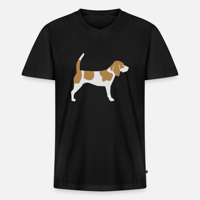 Beagle - Männer Premium Bio T-Shirt mit V-Ausschnitt - Schwarz