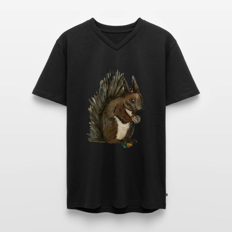 squirrel squirrel eichhörnchen esquilo hazelnut Men's Premium Organic T-shirt with V-neck