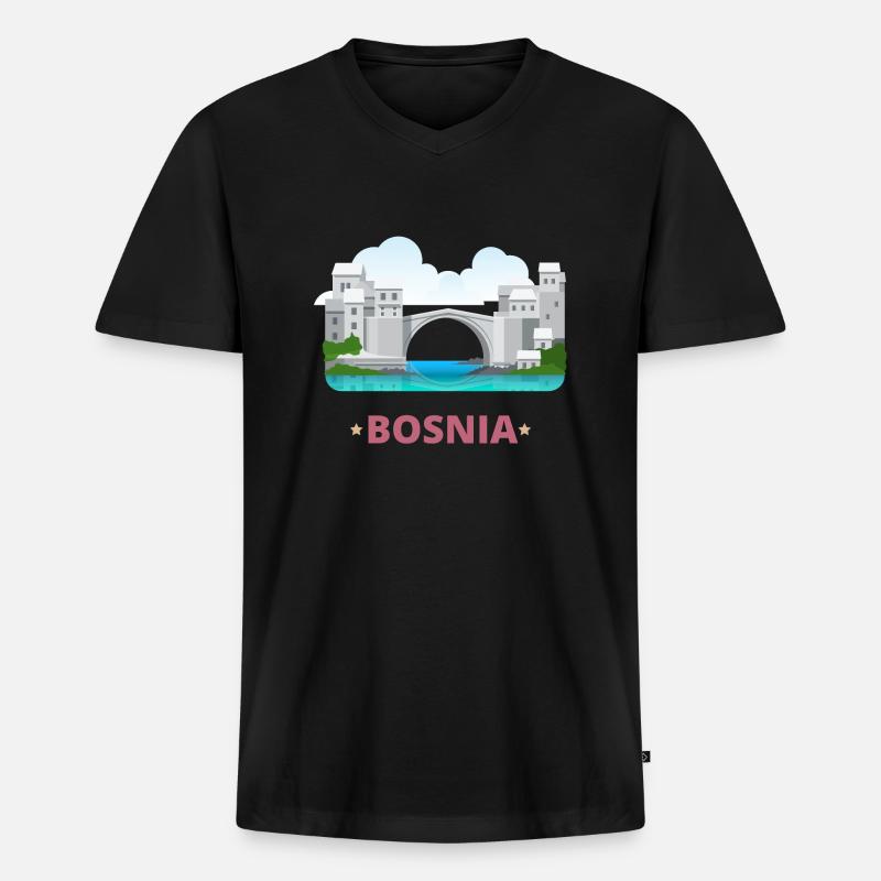 Bosnien - Männer Premium Bio T-Shirt mit V-Ausschnitt - Schwarz
