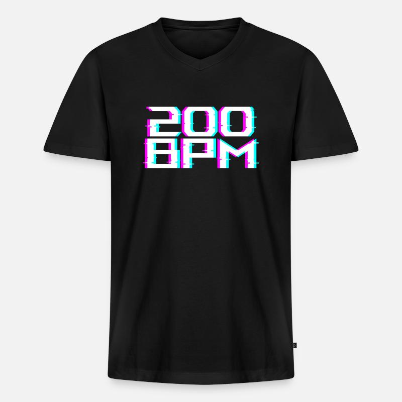 Uptempo 200BPM - Männer Premium Bio T-Shirt mit V-Ausschnitt - Schwarz