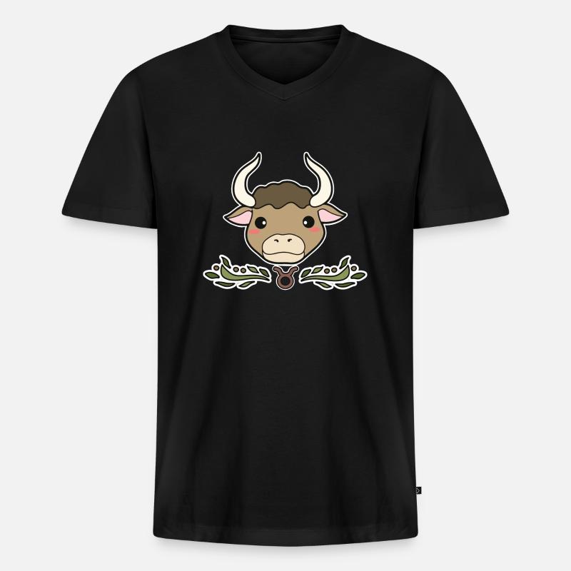 Stier Sternzeichen - Männer Premium Bio T-Shirt mit V-Ausschnitt - Schwarz