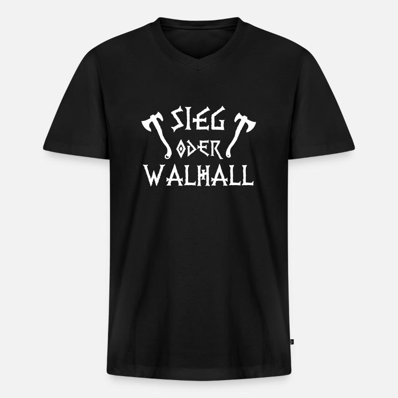 Sieg oder Walhall - Männer Premium Bio T-Shirt mit V-Ausschnitt - Schwarz