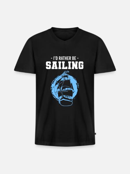 Ship Seemann See - Men's Premium Organic T-shirt with V-neck - black
