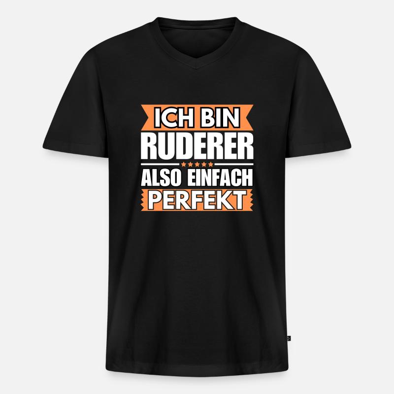 Einfach ein Perfekter Ruderer - Männer Premium Bio T-Shirt mit V-Ausschnitt - Schwarz