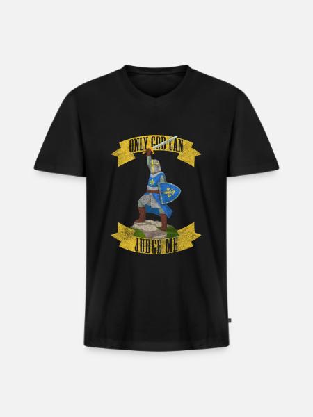Ritter Drache Rüstung Krieger - Männer Premium Bio T-Shirt mit V-Ausschnitt - Schwarz