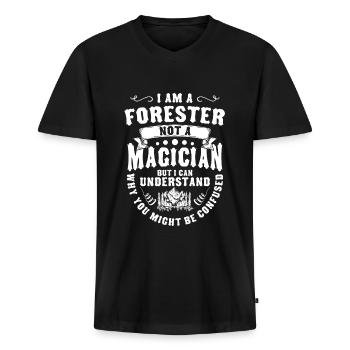 Forestier forestier Forestier travailleur forestier - T-shirt encolure en V Premium bio Homme - noir - Devant - Nico (187cm)