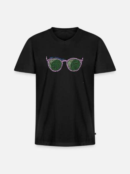 Laby Sonnenbrille 2 - Männer Premium Bio T-Shirt mit V-Ausschnitt - Schwarz