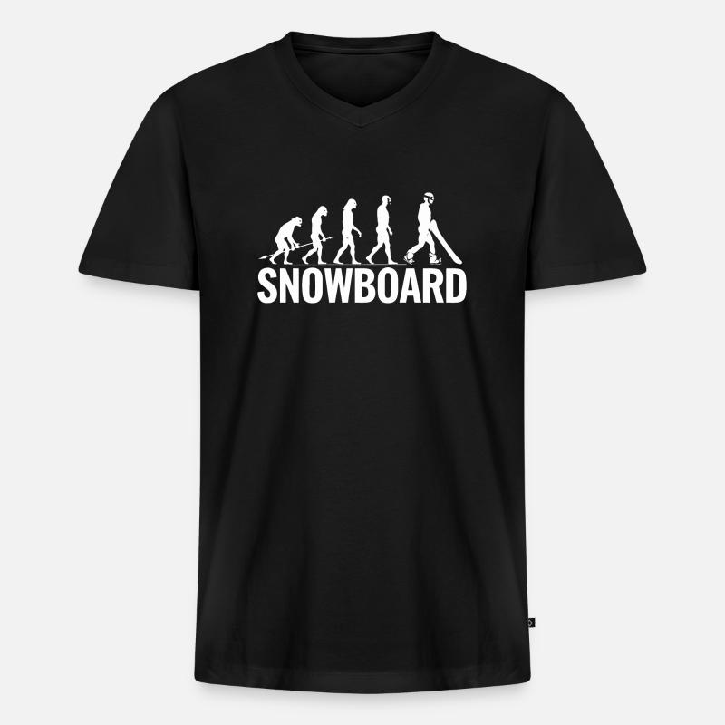 Evolution zum Snowboarder - Lustige Kunst - Männer Premium Bio T-Shirt mit V-Ausschnitt - Schwarz