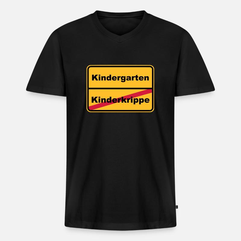 Ortsschild Kinderkrippe - Männer Premium Bio T-Shirt mit V-Ausschnitt - Schwarz