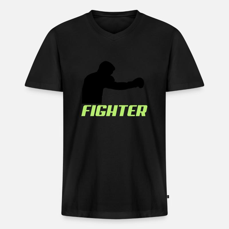 fighter2 - Männer Premium Bio T-Shirt mit V-Ausschnitt - Schwarz