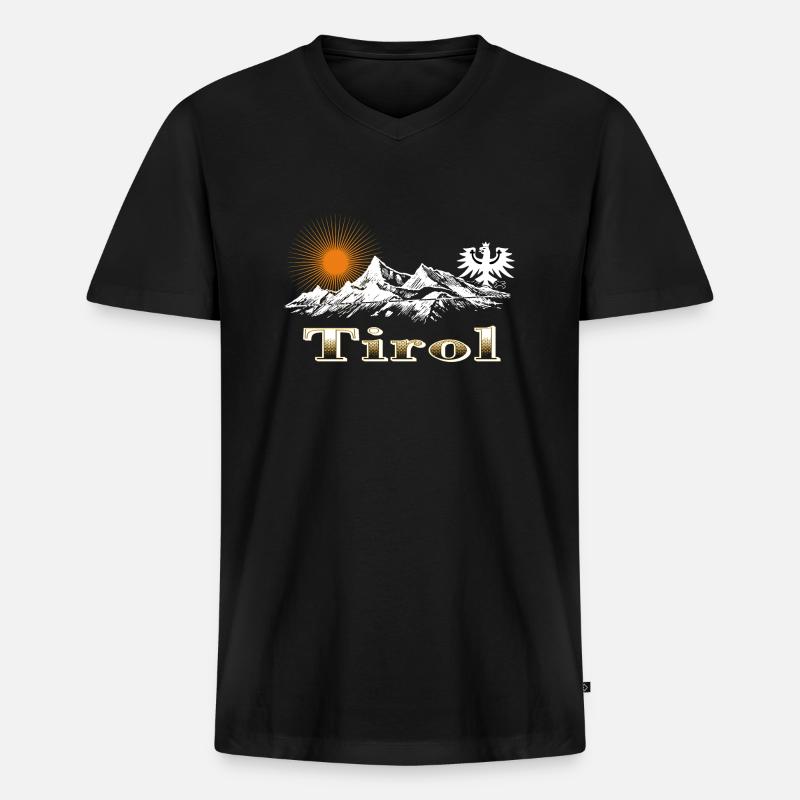Tiroler Berge - Männer Premium Bio T-Shirt mit V-Ausschnitt - Schwarz