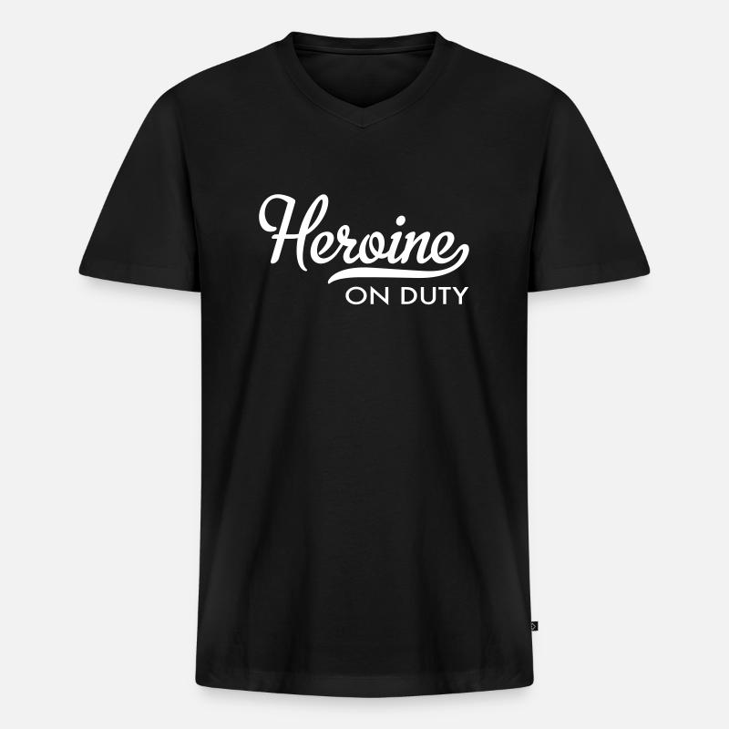 Heldin - Männer Premium Bio T-Shirt mit V-Ausschnitt - Schwarz