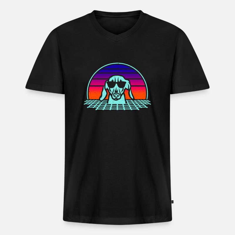 dackel - Männer Premium Bio T-Shirt mit V-Ausschnitt - Schwarz