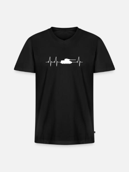 Panzer Herzschlag Panzerführer Tank - Men's Premium Organic T-shirt with V-neck - black