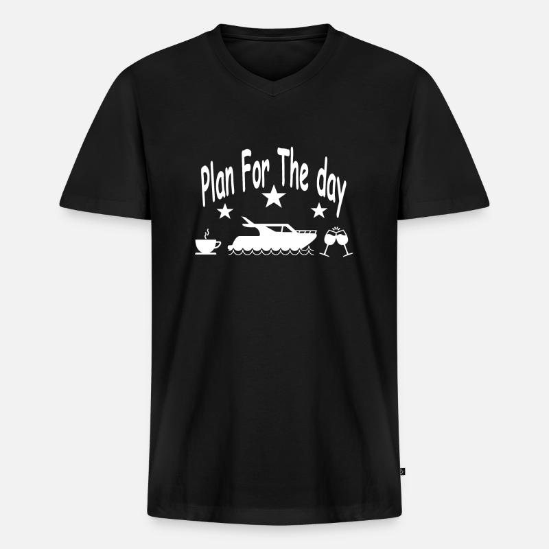 Boot - Männer Premium Bio T-Shirt mit V-Ausschnitt - Schwarz