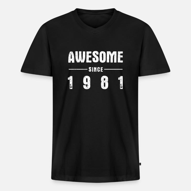 Awesome -since- 1981 - Männer Premium Bio T-Shirt mit V-Ausschnitt - Schwarz