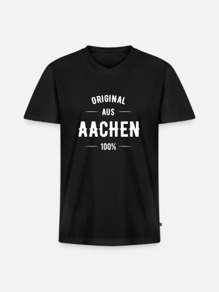 Aachen - Männer Premium Bio T-Shirt mit V-Ausschnitt - Schwarz