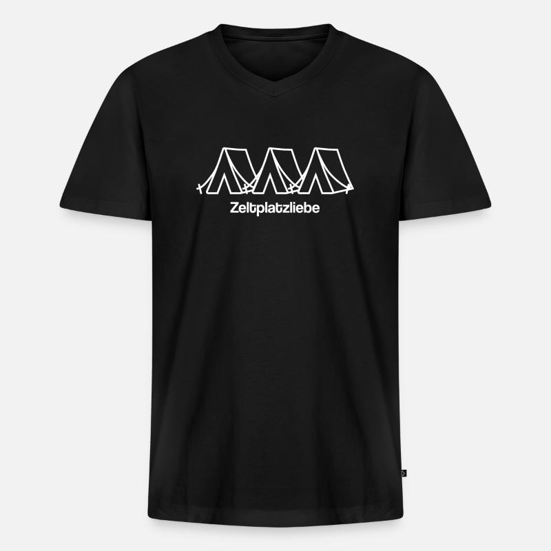 Zeltplatzliebe - Männer Premium Bio T-Shirt mit V-Ausschnitt - Schwarz