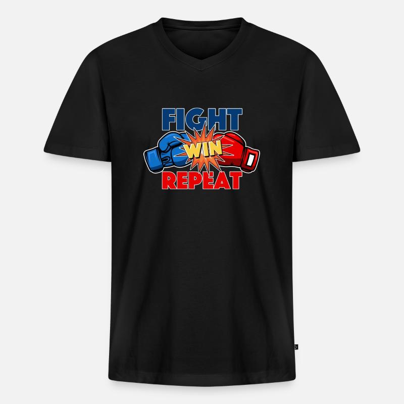 Highlevel Fighter - Männer Premium Bio T-Shirt mit V-Ausschnitt - Schwarz