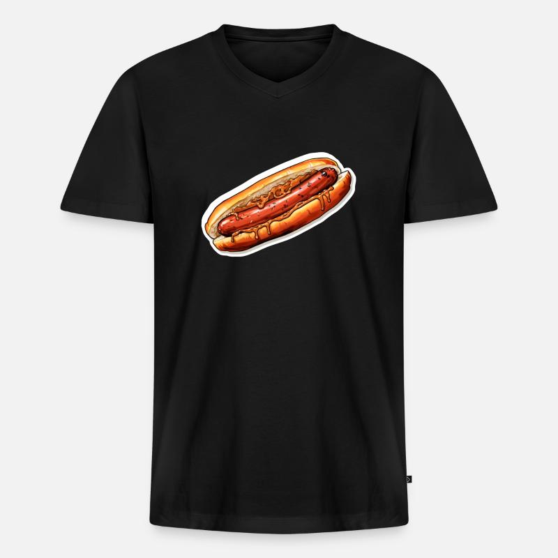 Bratwurst - Männer Premium Bio T-Shirt mit V-Ausschnitt - Schwarz