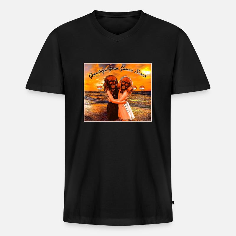 Verstrahlter Strand Gamma Beach - Männer Premium Bio T-Shirt mit V-Ausschnitt - Schwarz