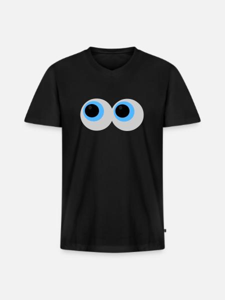 Yeux - T-shirt encolure en V Premium bio Homme - noir