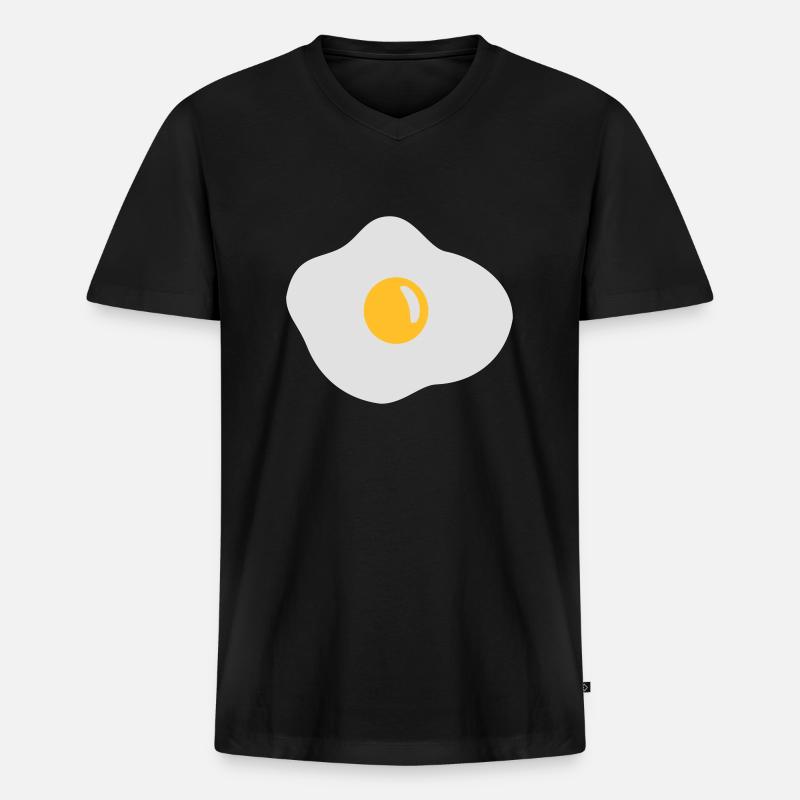 Spiegelei - Ei - Männer Premium Bio T-Shirt mit V-Ausschnitt - Schwarz
