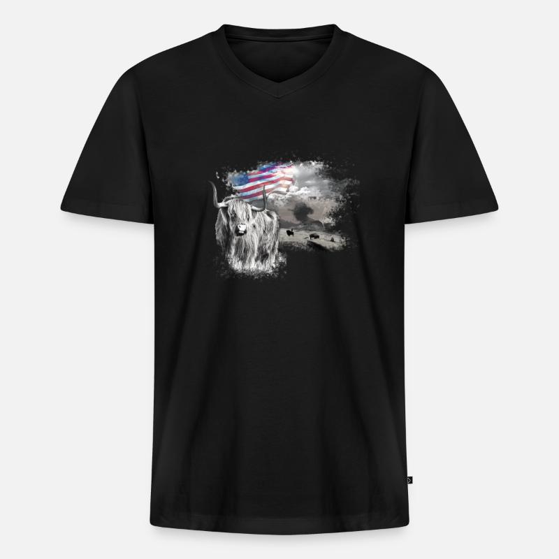 kl_linedance24a - Männer Premium Bio T-Shirt mit V-Ausschnitt - Schwarz