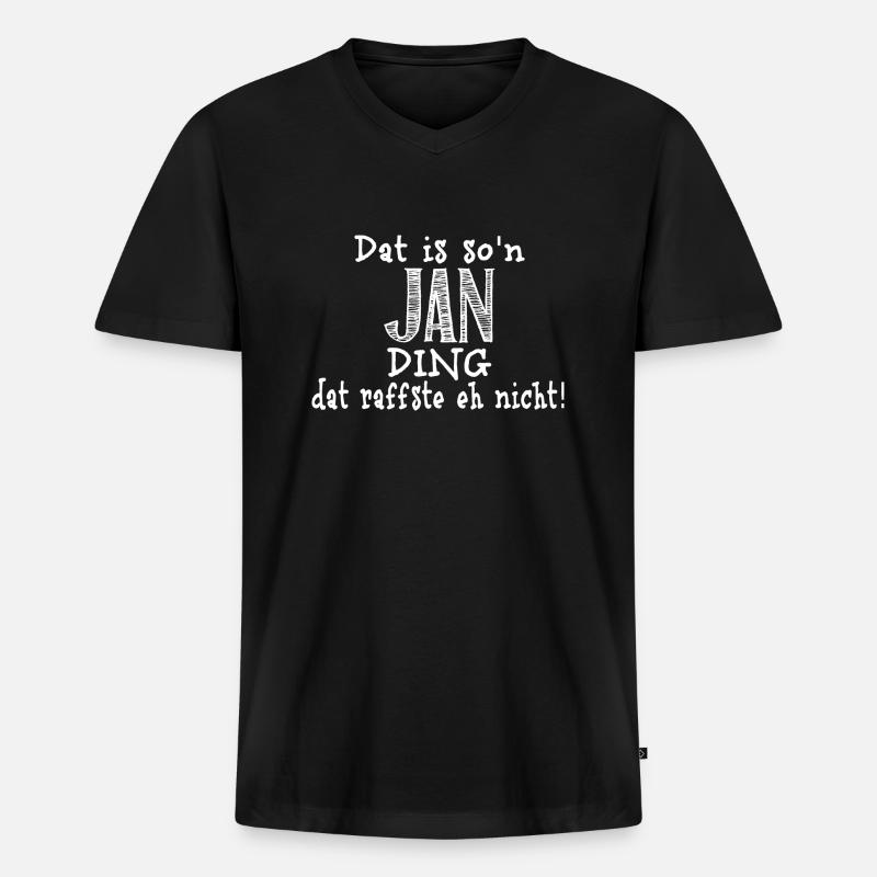 jan - Männer Premium Bio T-Shirt mit V-Ausschnitt - Schwarz