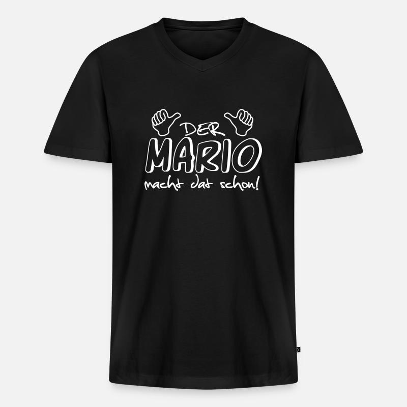 mario - Männer Premium Bio T-Shirt mit V-Ausschnitt - Schwarz