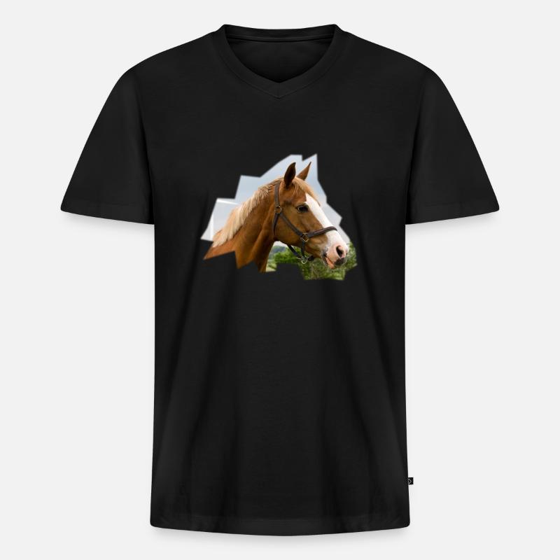 Horse. Pferd. - Männer Premium Bio T-Shirt mit V-Ausschnitt - Schwarz