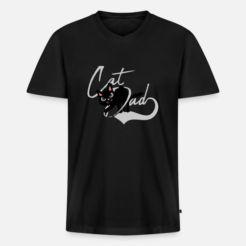Cat Dad cool Design - Männer Premium Bio T-Shirt mit V-Ausschnitt - Schwarz