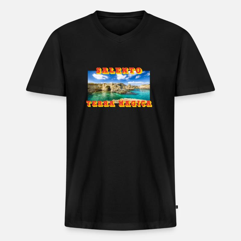 Salento Terra Magica - Männer Premium Bio T-Shirt mit V-Ausschnitt - Schwarz