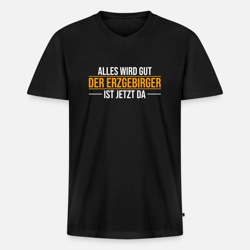 Erzgebirge alles wird gut - Männer Premium Bio T-Shirt mit V-Ausschnitt - Schwarz