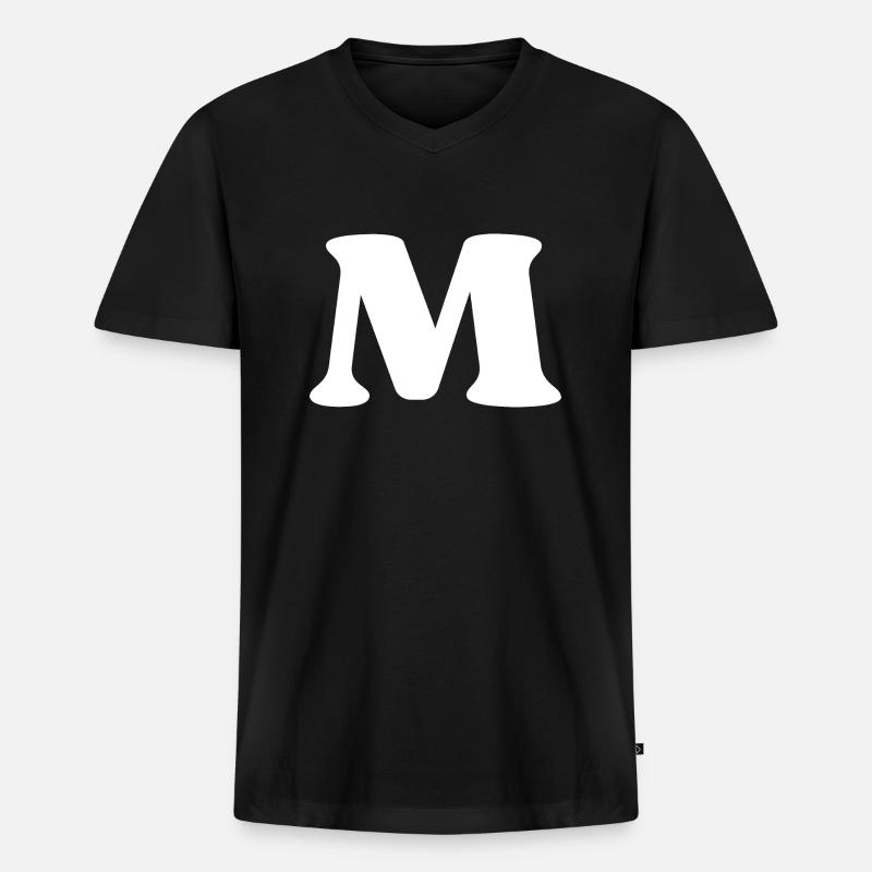 Buchstabe m - Männer Premium Bio T-Shirt mit V-Ausschnitt - Schwarz