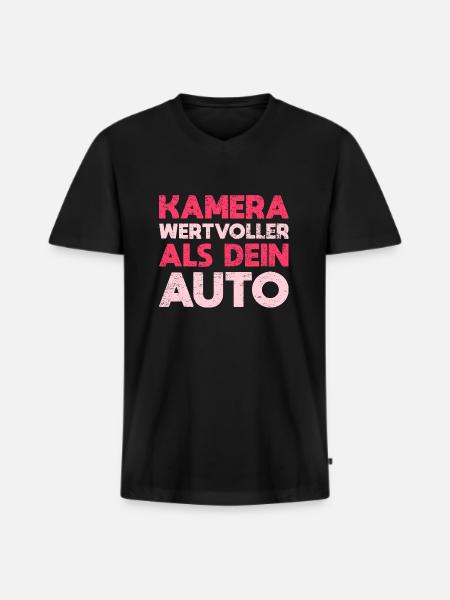 Kamera Wertvoller Als Dein Auto - Männer Premium Bio T-Shirt mit V-Ausschnitt - Schwarz